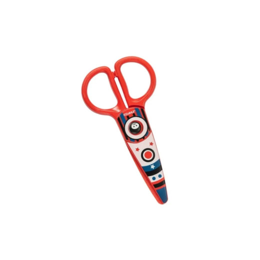 Dahle 54677 Kids Tijeras Infantiles 12cm para los mas Pequeños - Hojas de Plastico - Puntas Redondeadas - Modelo Cohete - Color Rojo