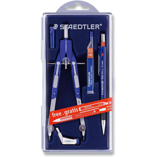 Staedtler Mars 552 Compas de Precision - Diametro Maximo 350mm - Compas de Aiuste Rapido - Patas Articuladas - Aguja Intercambiable - Mina Intercambiable