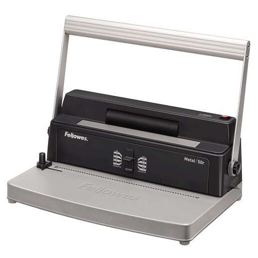 Fellowes Metal 50R Encuadernadora Manual de Espiral Metalico A4 - Perfora hasta 12 Hojas - Encuaderna hasta 450 Hojas - Paso del Espiral 5:1 - Incluye Alicates