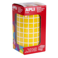 Apli Gomets Cuadrados Amarillos - 10x10mm - 59 Hojas Pretroqueladas - 6372 Gomets por Rollo - Ideal para Escuelas y Talleres Infantiles - Normas EN-71 y FSC - Adhesivo Base Agua - Materiales 100% Reciclables