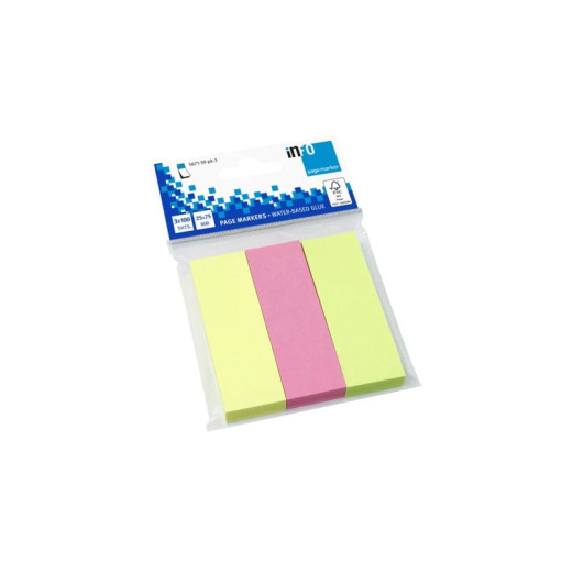Global Notes inFO Pack de 3 Blocs de 100 Marcadores de Pagina 75 x 25mm - Certificacion FSC? - Colores Amarillo