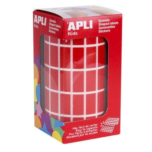 Apli Gomets Rectangulares Rojos - 20x10mm - 59 Hojas Pretroqueladas - 3540 Gomets por Rollo - Ideal para Actividades Infantiles - Cumple Normas de Calidad y Seguridad