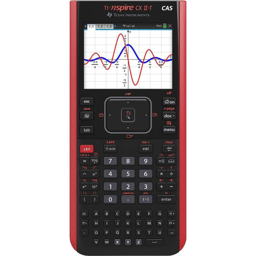 Texas Instruments TI-Nspire CX II-T CAS Calculadora Grafica Pantalla Retroiluminada a Color 320x240px - Software Compatible con Pc/Mac - Sistema de Algebra Computacional - Color Negro/Rojo