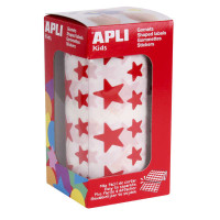 Apli Gomets Estrella Rojos - 12.5mm y 19.5mm - Adhesivo Permanente - 59 Hojas - 2360 Gomets por Rollo - Ideal para Desarrollar Habilidades y Cumplir Normas de Calidad y Seguridad