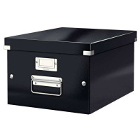 Leitz Click & Store WOW Caja Organizadora Mediana - Asas de Metal - 85% Carton Reciclado - Hasta 9kg de Capacidad - Color Negro
