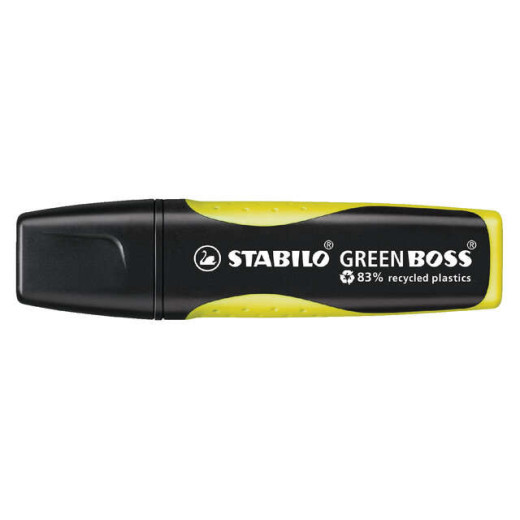 Stabilo Green Boss Marcador Fluorescente - Fabricado con un 83% de Plastico Reciclado - Trazo entre 2 y 5mm - Recargable - Color Amarillo