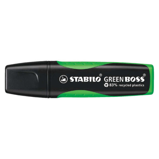 Stabilo Green Boss Marcador Fluorescente - Fabricado con un 83% de Plastico Reciclado - Trazo entre 2 y 5mm - Recargable - Color Verde