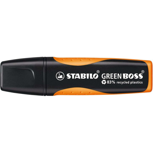 Stabilo Green Boss Marcador Fluorescente - Fabricado con un 83% de Plastico Reciclado - Trazo entre 2 y 5mm - Recargable - Color Naranja