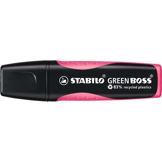 Stabilo Green Boss Marcador Fluorescente - Fabricado con un 83% de Plastico Reciclado - Trazo entre 2 y 5mm - Recargable - Color Rosa