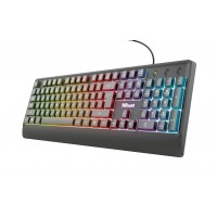 Trust ziva teclado gaming usb - iluminacion led multicolor - 12 teclas multimedia - diseño robusto - cable de 1.50m - color neg